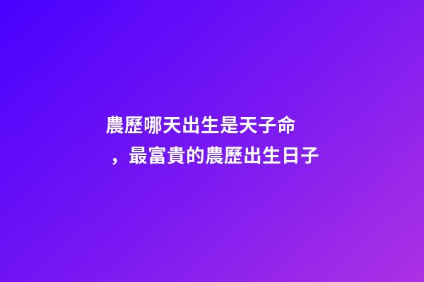農歷哪天出生是天子命，最富貴的農歷出生日子